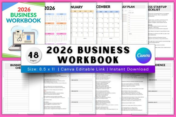 📘2026 Business Workbook Canva Editable: A Strategic Planning Tool for Intentional Growth