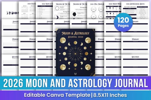 2026 Moon Astrology Journal Canva Kdp