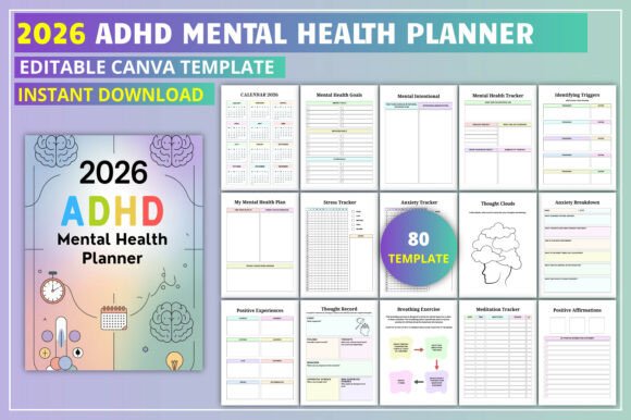 Editable 2026 ADHD Mental Health Planner