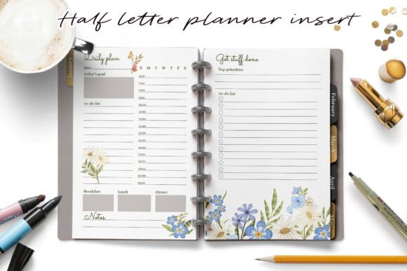 Summer Flowers Half Letter Planner